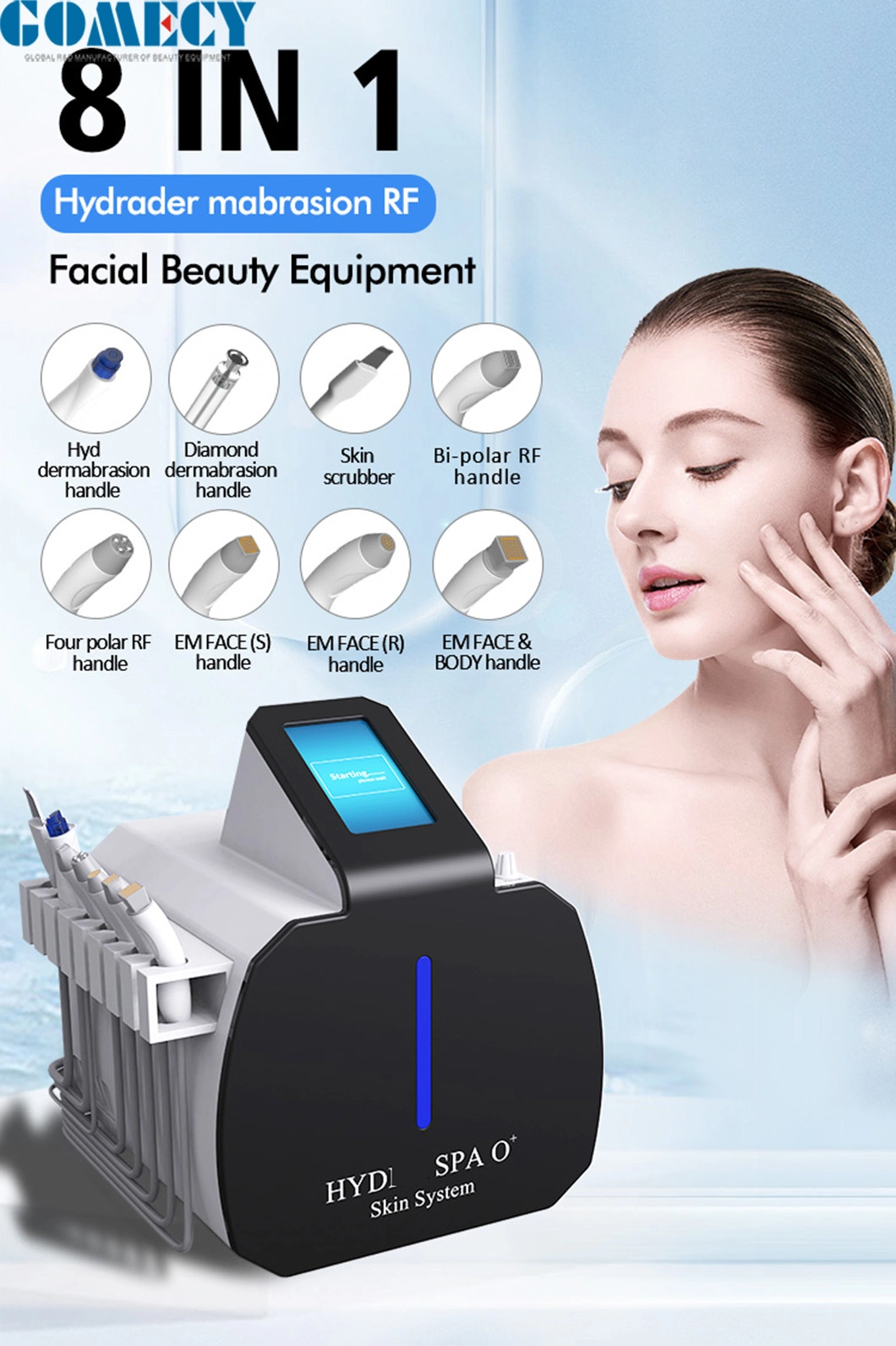 8 in 1 Beauty Hidrafacial Care Hydra Dermabrasion Hydrofaci Multifunction Aqua Facial Cleaning Hydro Microdermabrasion Machine